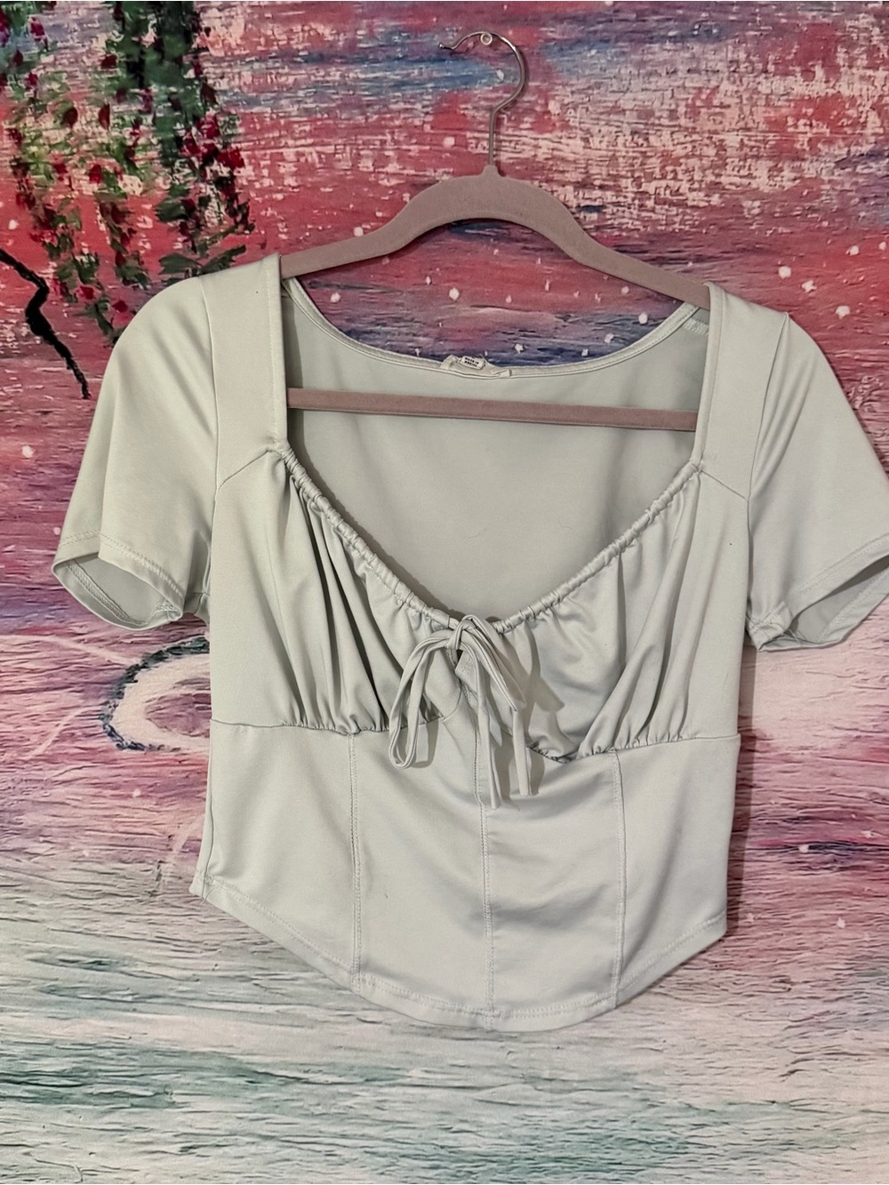 Women’s Sage Short Sleeve Ruched Tie Front Top